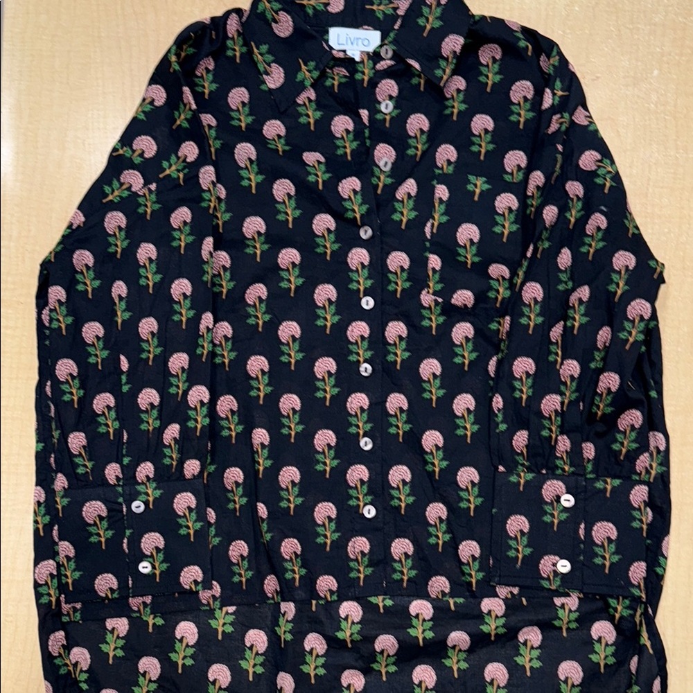 Black and Pink Cartoon Print Blouse